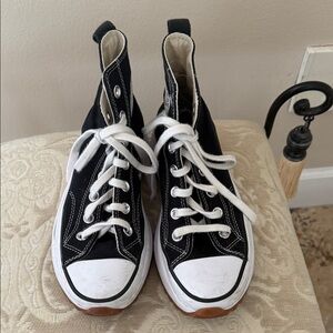 Converse Black and White Platform Hi Top Sneakers